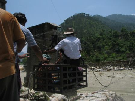 Bachendri Pal and her team taking ration to Athali village in a trolley